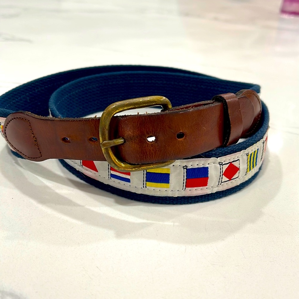 Leather Man nautical flag belt 40”